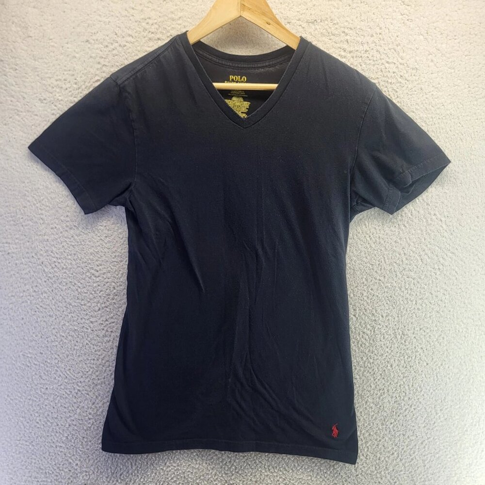 Polo Ralph Lauren Tee Shirt Womens Medium Black Pony Casual Preppy Slim Fit